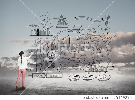 Girl sketching infographs Girl sketching infographs 25149256
