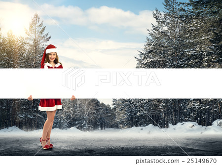 Santa woman with banner Santa woman with banner 25149670