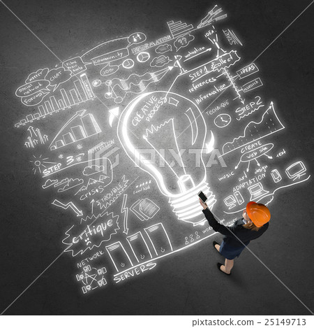 Woman builder with mobile phone Woman builder with mobile phone 25149713