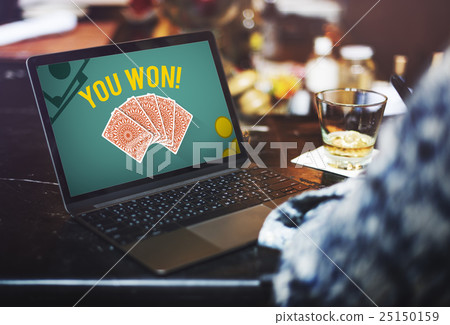 You Won Message Playing Cards Concept You Won Message Playing Cards Concept 25150159