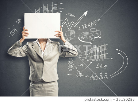 Businesswoman with banner Businesswoman with banner 25150283