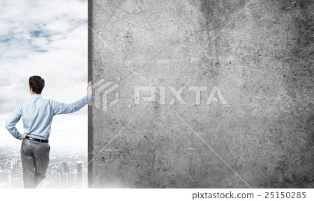 Guy and concrete empty banner Guy and concrete empty banner 25150285