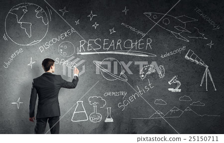 Man draw on chalkboard Man draw on chalkboard 25150711