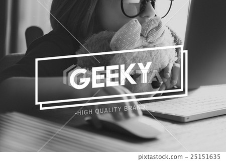Little Girl Learn Online Geeky Concept 25151635