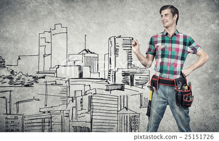Guy engineer sketching his ideas 25151726