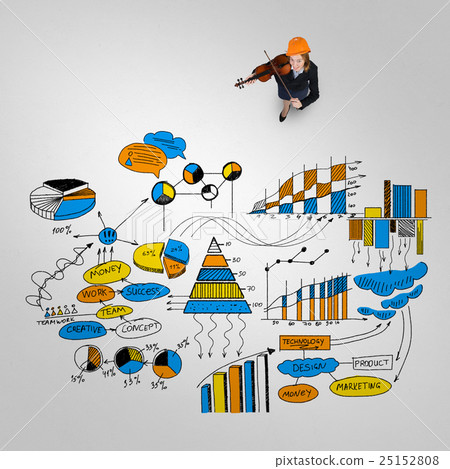 Woman builder playing violin 25152808