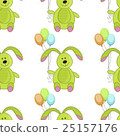 Seamless background with rabbits and balloons 25157176
