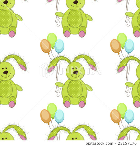 Seamless background with rabbits and balloons 25157176