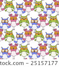 Seamless pattern of colorful owls  25157177