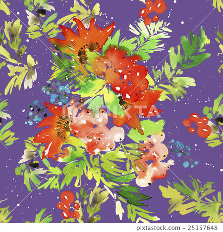Watercolor seamless Christmas pattern - Stock Illustration [25157648 ...