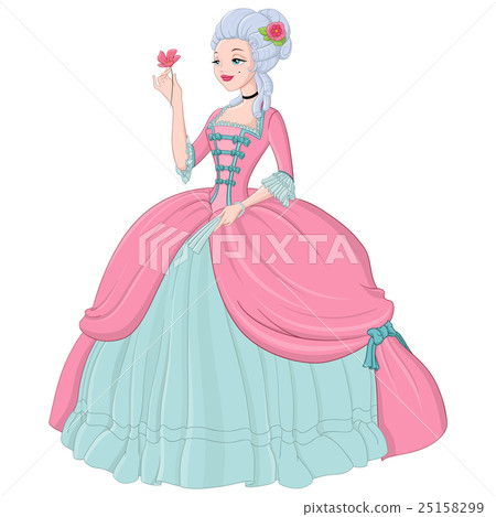 Beautiful lady in pink dress. Vector illustration. 25158299
