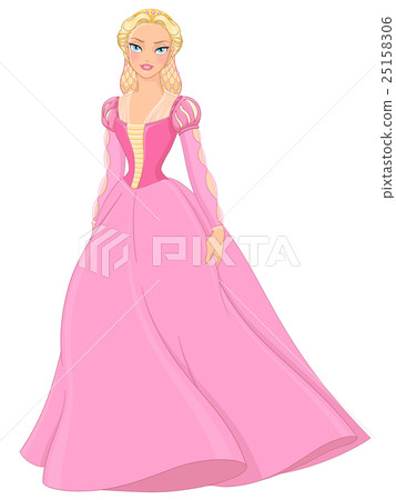 Medieval lady in pink dress vector illustration - Stock Illustration  [25158306] - PIXTA