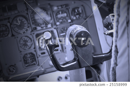 Center console and throttles in airplane Center console and throttles in airplane 25158999