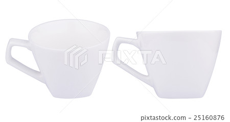 Empty white coffee porcelain cups isolated white Empty white coffee porcelain cups isolated white 25160876