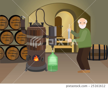 Grandpa makes alcohol whiskey drink in the 25161612