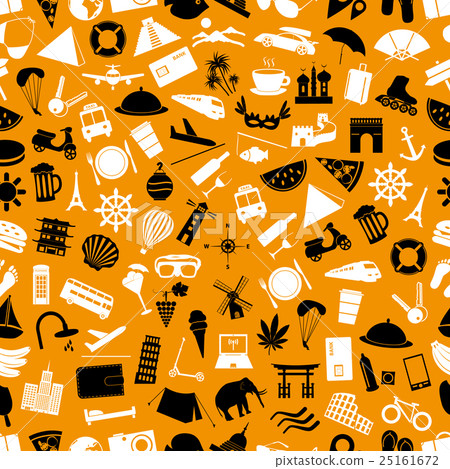 travel and holiday icons seamless pattern eps10 - Stock Illustration ...