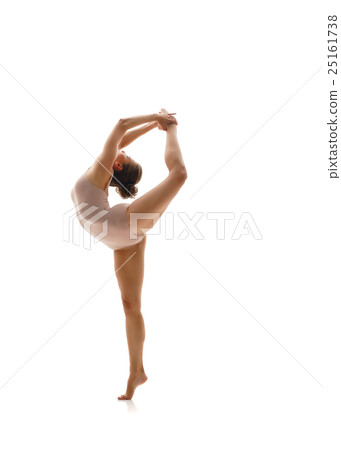 Gymnast doing vertical split. Isolated on white Gymnast doing vertical split. Isolated on white 25161738