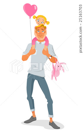 Vector image of father with daughter on shoulders 25163703