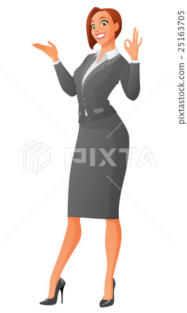 Vector business woman presenting and showing OK Vector business woman presenting and showing OK 25163705