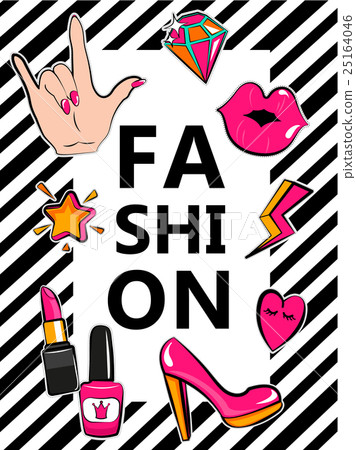 Template for fashion with stylish patch badges. Template for fashion with stylish patch badges. 25164046