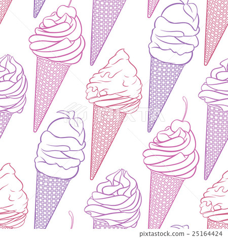 Ice cream linear seamless vector pattern 25164424