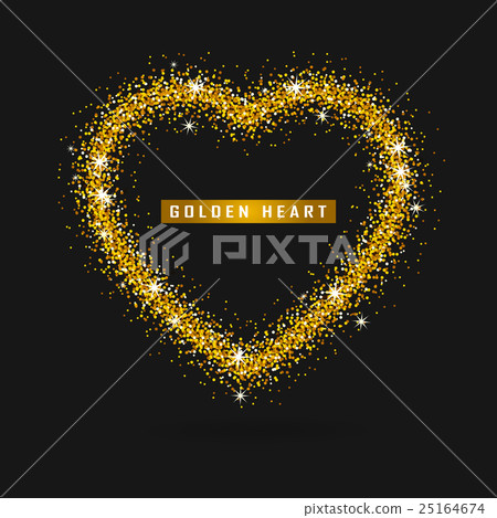 Vector gold heart on black background 25164674