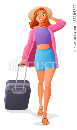 Cute young woman going on vacation with luggage Cute young woman going on vacation with luggage 25164705