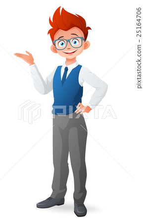Smart little boy presenting. Vector illustration. Smart little boy presenting. Vector illustration. 25164706