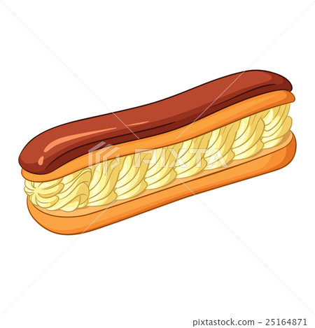 Eclair pastry with cream. Vector illustration. 25164871