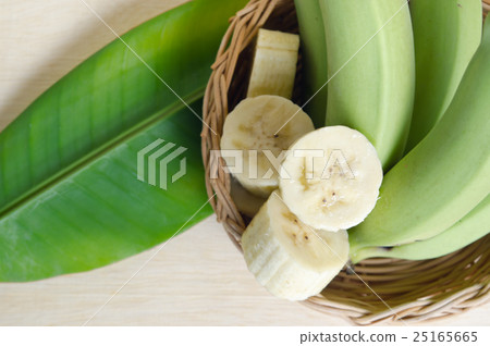 Banana fruit sliced with leaf 25165665