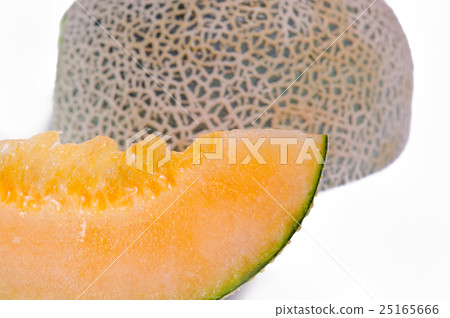 Cantaloupe or Charentais melon sliced on white 25165666