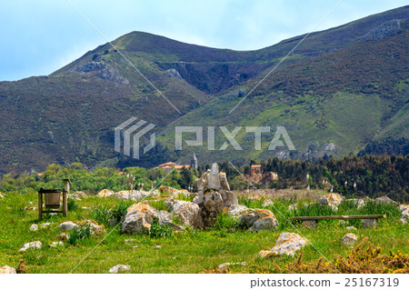 Place of rest on summer blossoming hill. 25167319