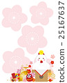 New Year card postcard template Japanese style mirror cake chicken 25167637