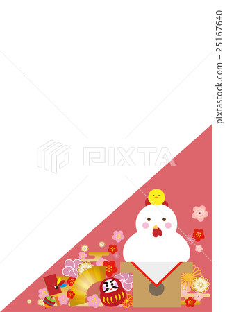 New Year card postcard template Japanese style mirror cake chicken New Year card postcard template Japanese style mirror cake chicken 25167640
