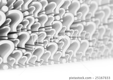 Wall of question marks on a white background with Wall of question marks on a white background with 25167833