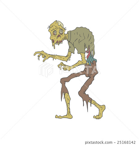 Creepy Zombie With Melting Skin Outlined Drawing 25168142
