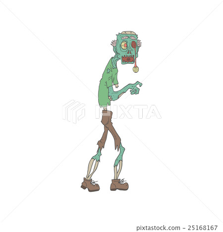 Blue Skinned Creepy Zombie Outlined Drawing 25168167