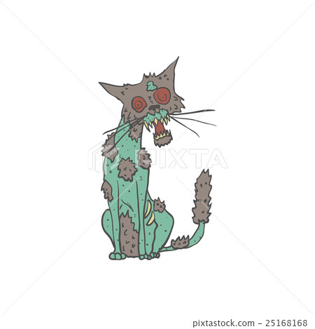 Cat Creepy Zombie Outlined Drawing 25168168