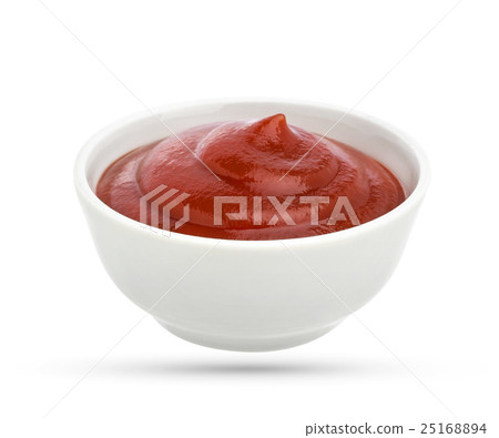 Bowl of tomato ketchup isolated on white 25168894