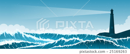 Stormy seascape background with lighthouse Stormy seascape background with lighthouse 25169263