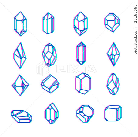 Set of space objects crystals with psychedelic. 25169569
