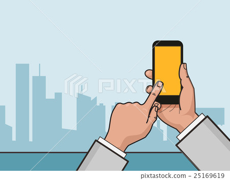 Vector flat linear illustration. Hand with 25169619