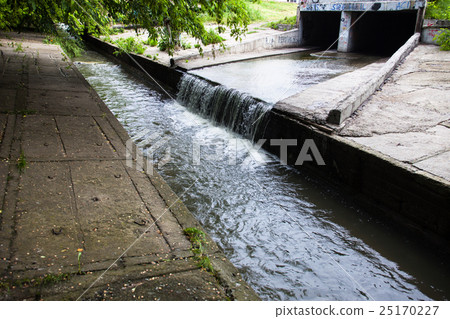 Water stream flowing out the underground tunnel Water stream flowing out the underground tunnel 25170227