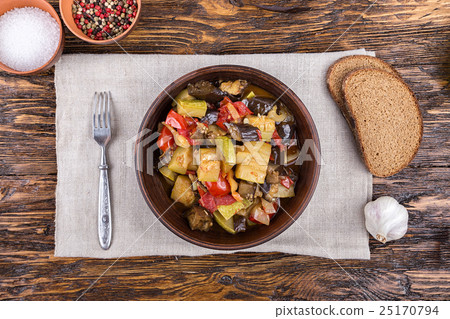stewed eggplant on the plate stewed eggplant on the plate 25170794