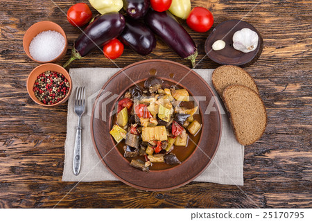 stewed eggplant on the plate 25170795