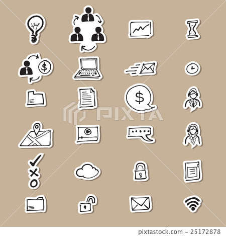 Business and office drawing icons set Business and office drawing icons set 25172878