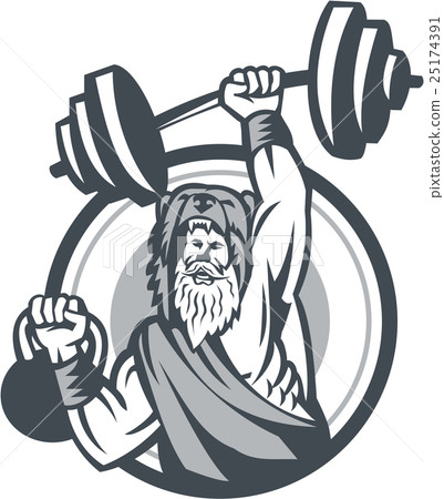 Berserker Lifting Barbell Kettlebell Circle Retro 25174391