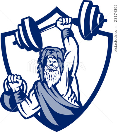 Berserker Lifting Barbell Kettlebell Crest Retro 25174392