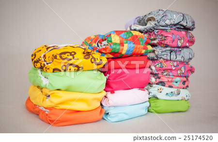 Stack of cloth diapers different colors Stack of cloth diapers different colors 25174520