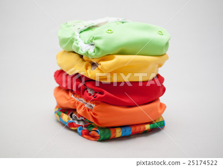 Stack of cloth diapers different colors 25174522